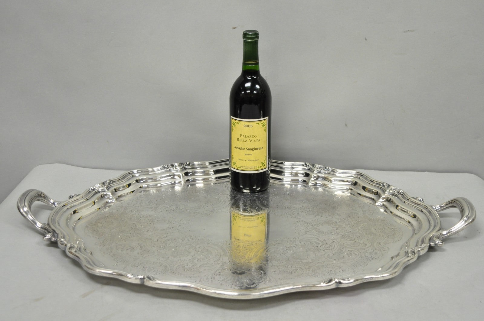 Antique Reed & Barton Winthrop Silver Plated Victorian Bar Serving Platter Tray