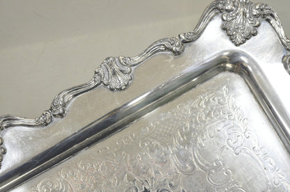 Vintage English Victorian Narrow Silver Plate Twin Handle Serving Platter Tray