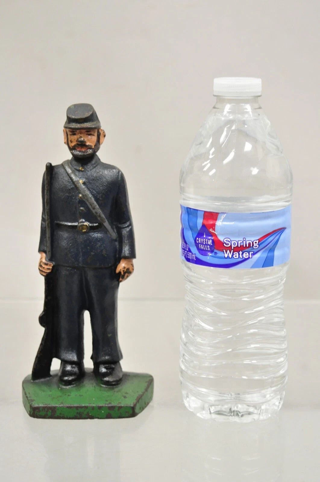 Antique Victorian Cast Iron Figural Painted Military War Soldier Door Stop A