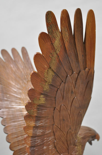 Vintage Black Forest 24" Hand Carved Wood Bald Eagle Figure Statue Sculpture