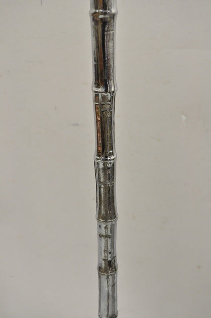 Vintage Hollywood Regency Faux Bois Faux Bamboo Chrome Lotus Floor Lamp