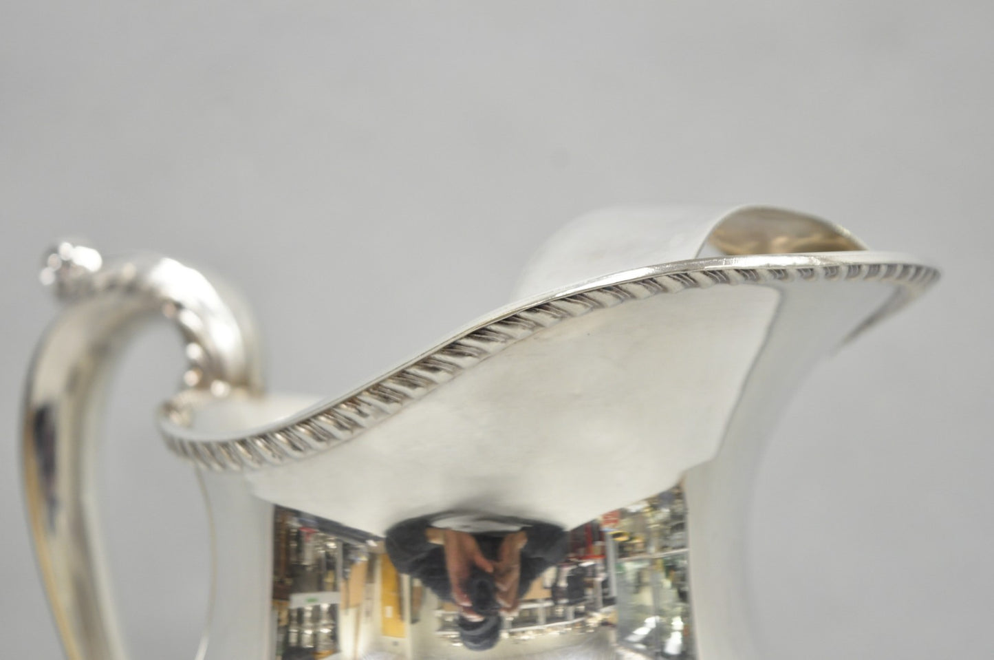 Vintage Bristol by Poole Silver Plated Bulbous Footed Ice Lip Water Pitcher