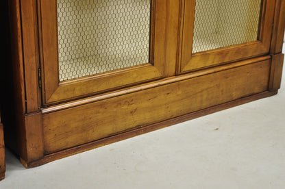 Vintage Baker Hollywood Regency Cherry Wood 2 Door Curio Cabinet Bookcase - Pair