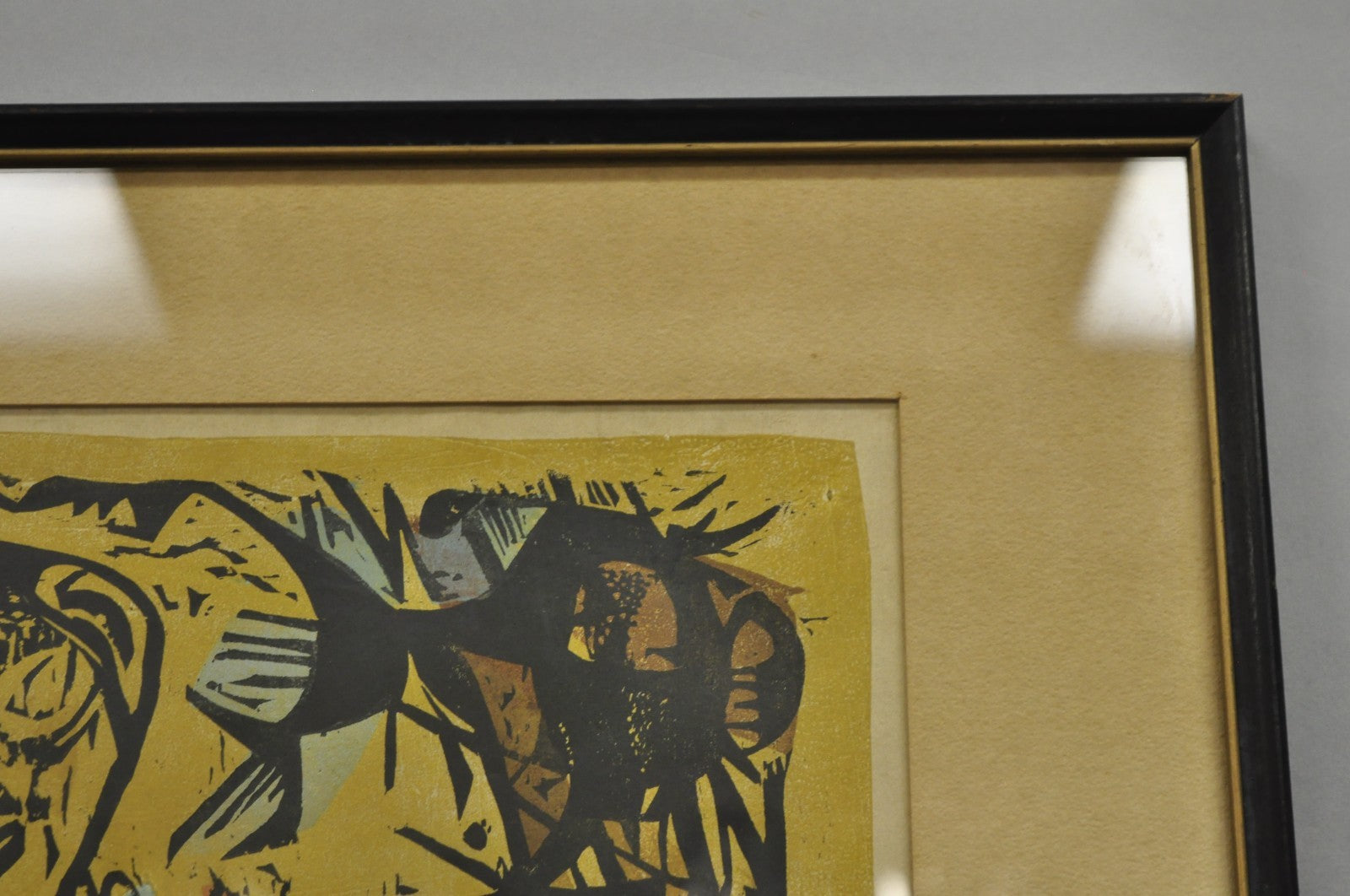 Vintage Irving Amen "Eve of the Sabbath" Woodblock Print Judaica Art, Signed