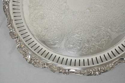Vintage Baroque by Wallace Silver Plated Round Footed Serving Platter Bar Tray