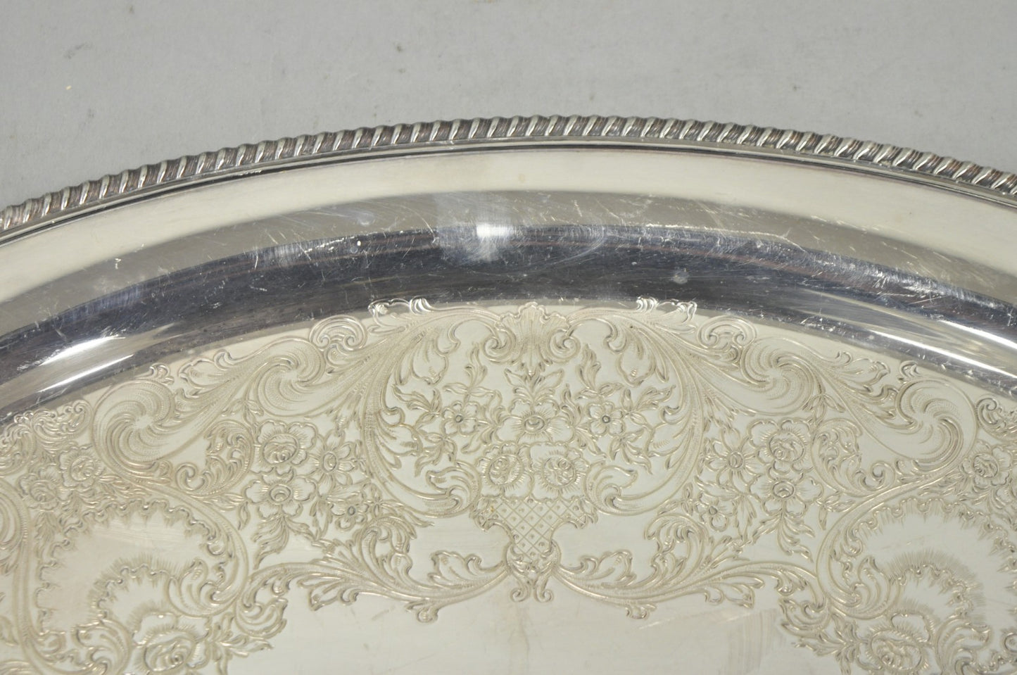Vintage English Victorian EGW&S Silver Plated Oval Serving Platter Tray w/ Mono
