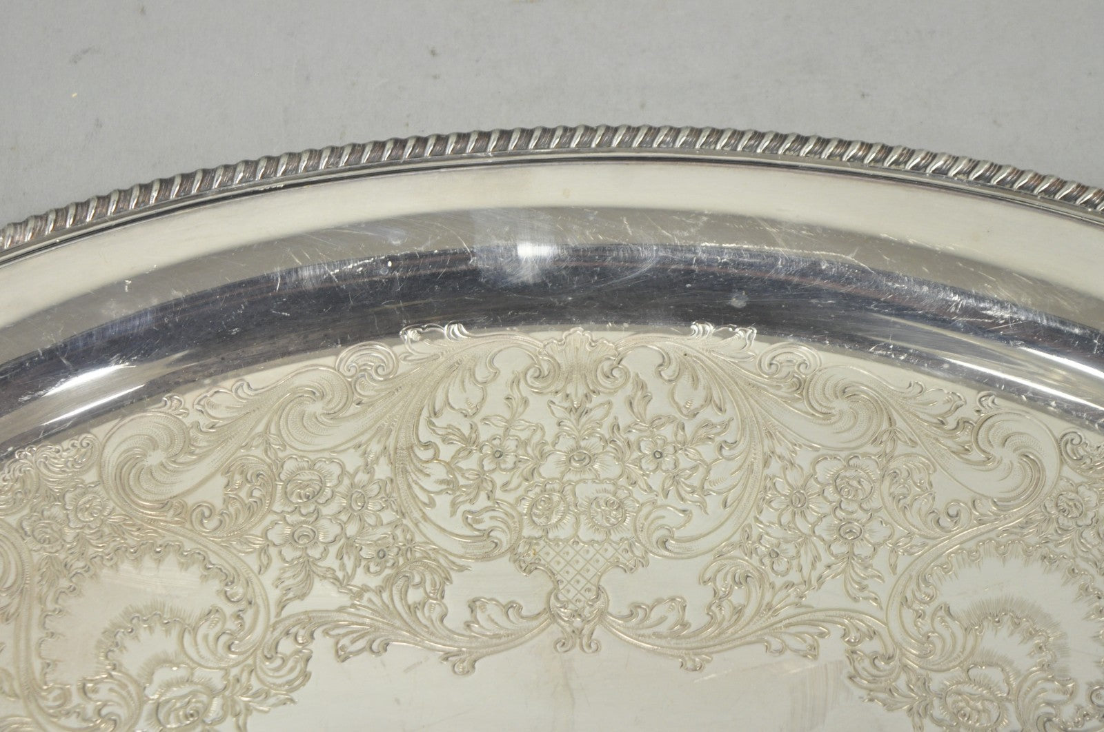 Vintage English Victorian EGW&S Silver Plated Oval Serving Platter Tray w/ Mono