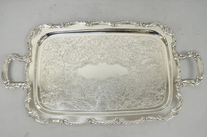 Vintage WM A Rogers Victorian Silver Plated Twin Handle Serving Platter Bar Tray