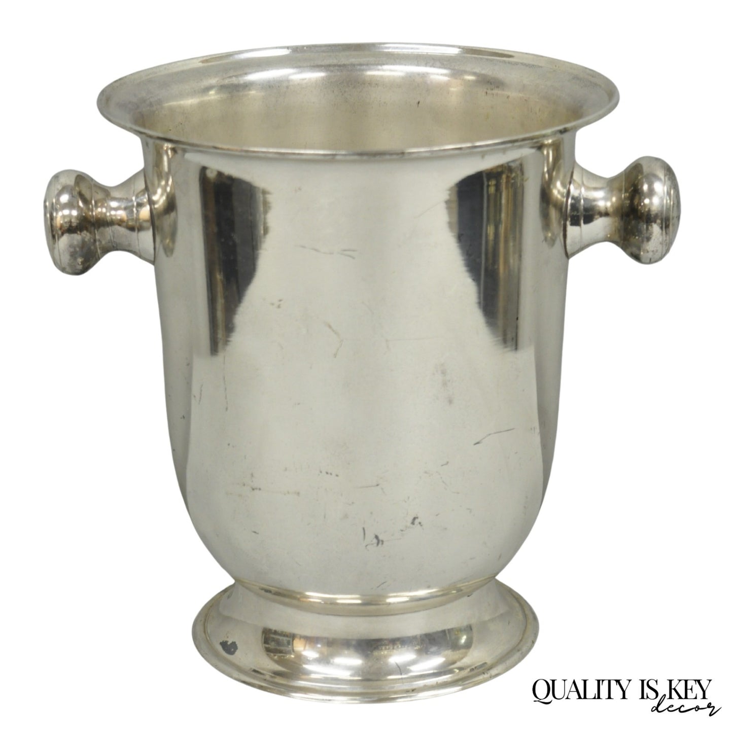 Mid Century Modern Silver Plated Twin Handle Urn Champagne Chiller Ice Bucket
