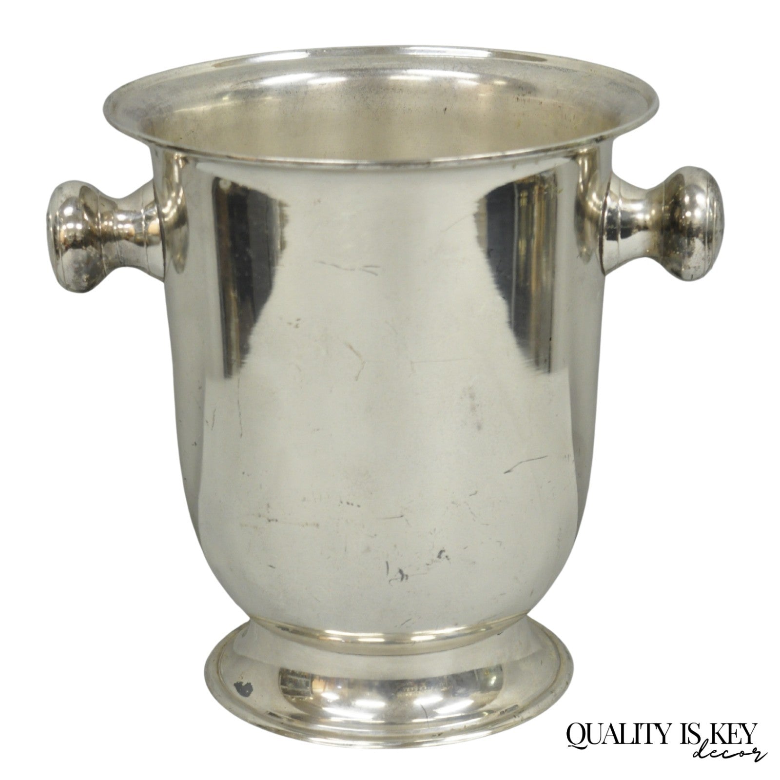 Mid Century Modern Silver Plated Twin Handle Urn Champagne Chiller Ice Bucket