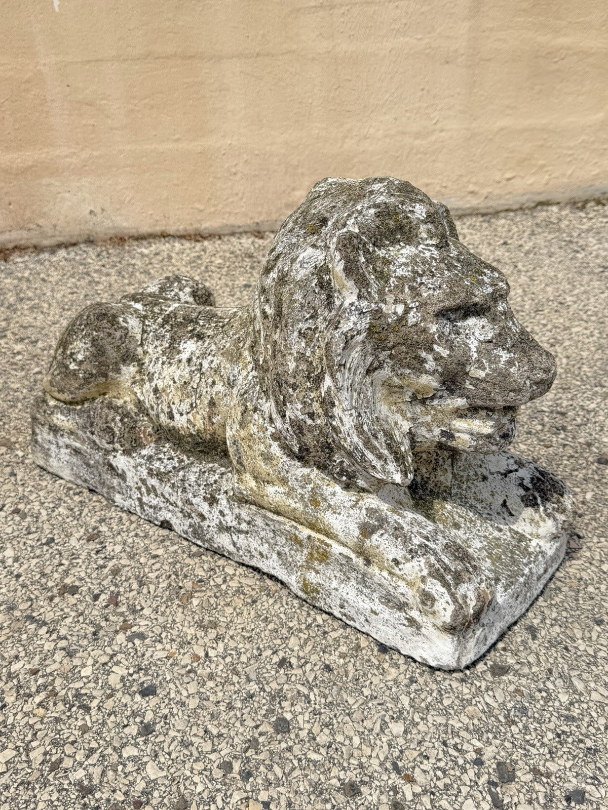 Vintage Classical Style Cast Cement Concrete Guardian Entry Lions - Pair
