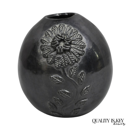 Dona Rosa Barro Negro Black Pottery 5" Flower Bud Vase Mexico Mid Century Modern