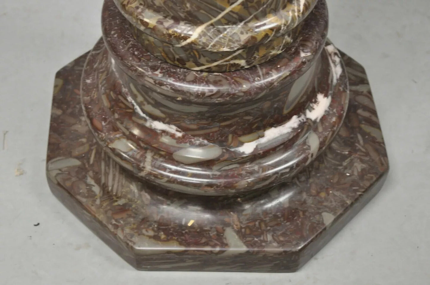 Vintage Italian Empire Style Purple Brown Marble Column Pedestal Plant Stand