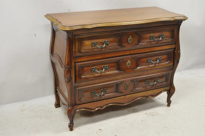 Vintage French Louis XV Country Style Sienna Cherry Bombe Commode Chest Dresser