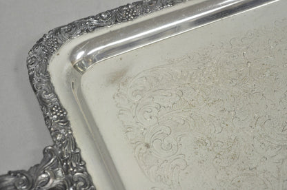 Vintage English Victorian Silver Plated Copper Narrow Serving Platter Bar Tray