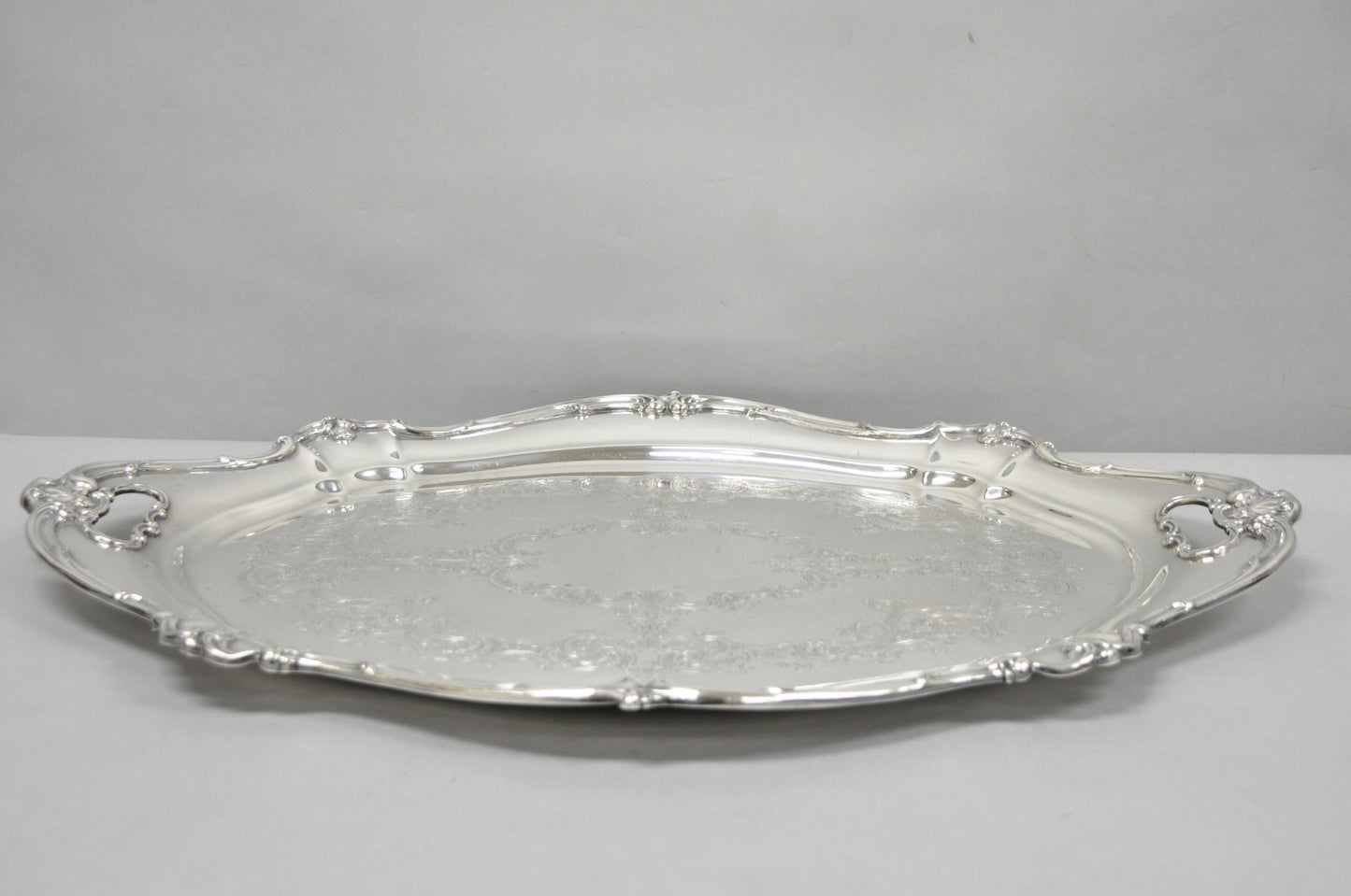Antique Gorham Silver Plated Victorian Oval Butlers Serving Platter Bar Tray