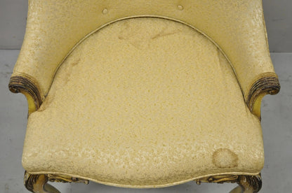 Antique French Louis XV Style Cream Painted Boudoir Vanity Accent Side Chair