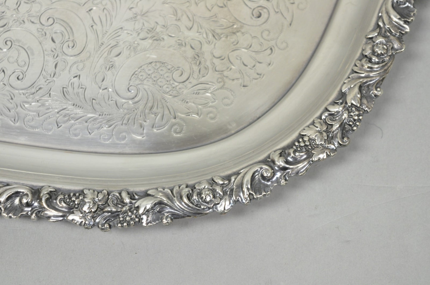 Antique Barker Ellis Victorian Silver Plated Serving Platter Bar Tray Engraved