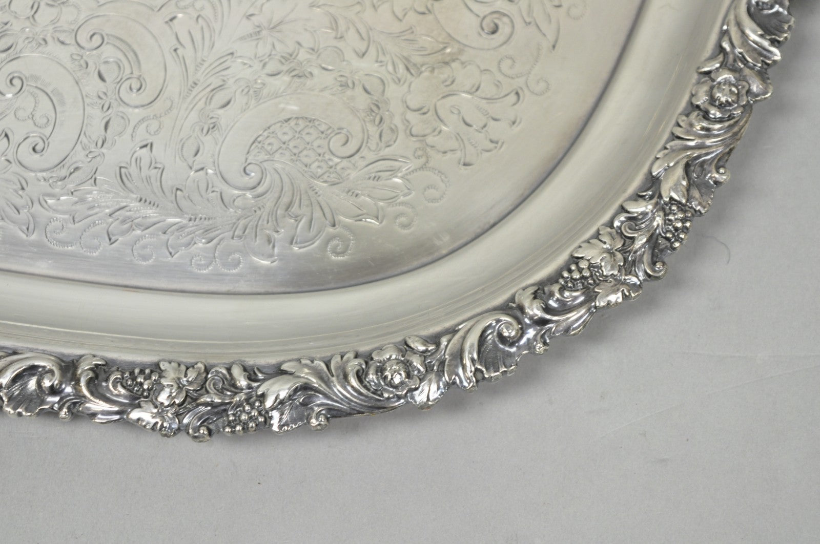 Antique Barker Ellis Victorian Silver Plated Serving Platter Bar Tray Engraved