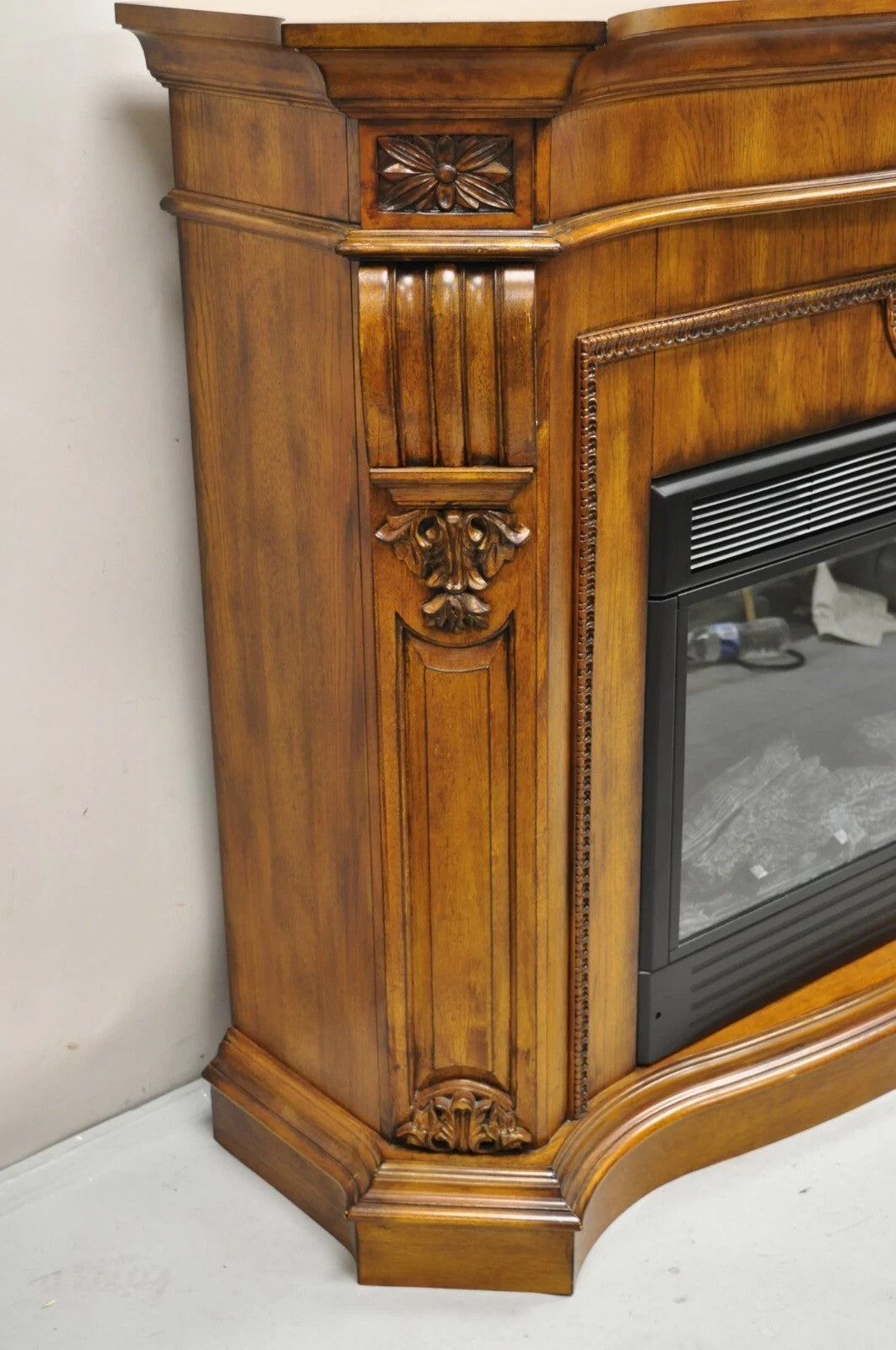 Twin Star International 62" Cherry Wood Empire Style Heater TV Stand Fireplace