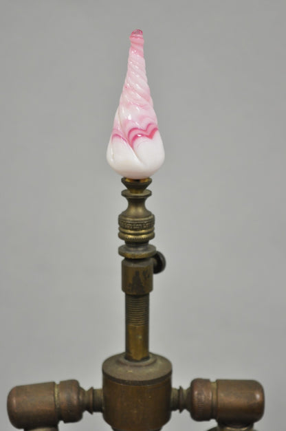 Antique French Victorian Rattan Wrapped Blown Glass Seltzer Bottle Table Lamp