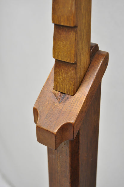 Vintage Frances Elkins Style Colonial Mahogany Ratchet Candlestick Floor Lamp