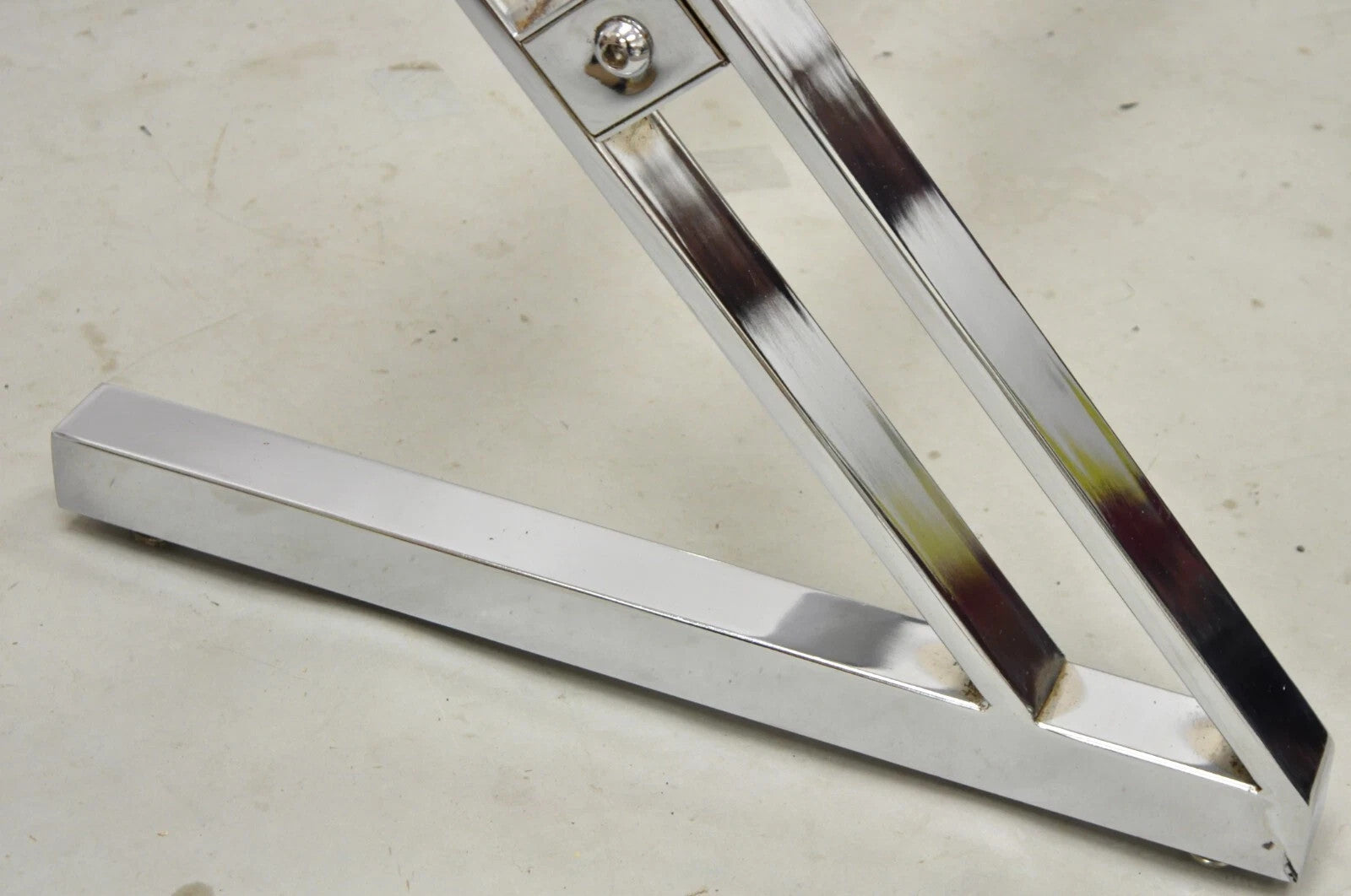 Vintage Mid Century Modern Chrome Frame Z Shaped Metal Desk Dining Table Base