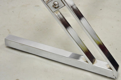 Vintage Mid Century Modern Chrome Frame Z Shaped Metal Desk Dining Table Base