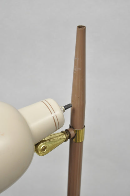 Vintage Mid Century Modern Taupe Triennial Greek Key Shade Floor Lamp