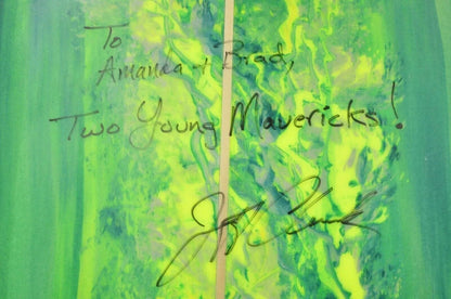 Jeff Clark Signed Global Glassing Green Marble Mavericks Big Wave Guns Surfboard