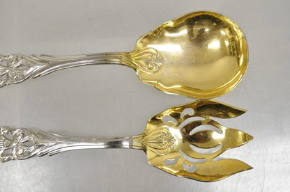 Vintage Italian Baroque Style EPNS Silver & Gold Plated Serving Spoon & Fork Set