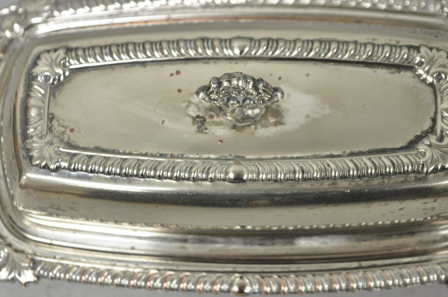 Vintage Victorian Silver Plated Repousse Covered Butter Dish w/ Glass Liner