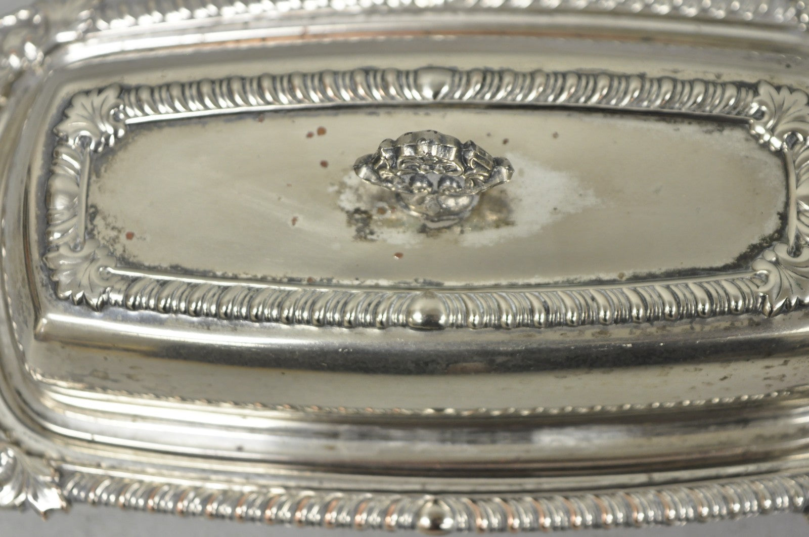 Vintage Victorian Silver Plated Repousse Covered Butter Dish w/ Glass Liner