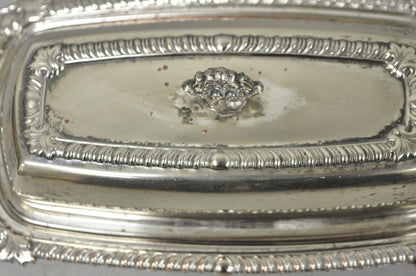 Vintage Victorian Silver Plated Repousse Covered Butter Dish w/ Glass Liner