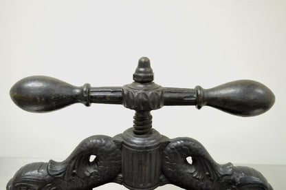 Antique 19th C. Cast Iron Classical Figural Dolphin Victorian Book Press