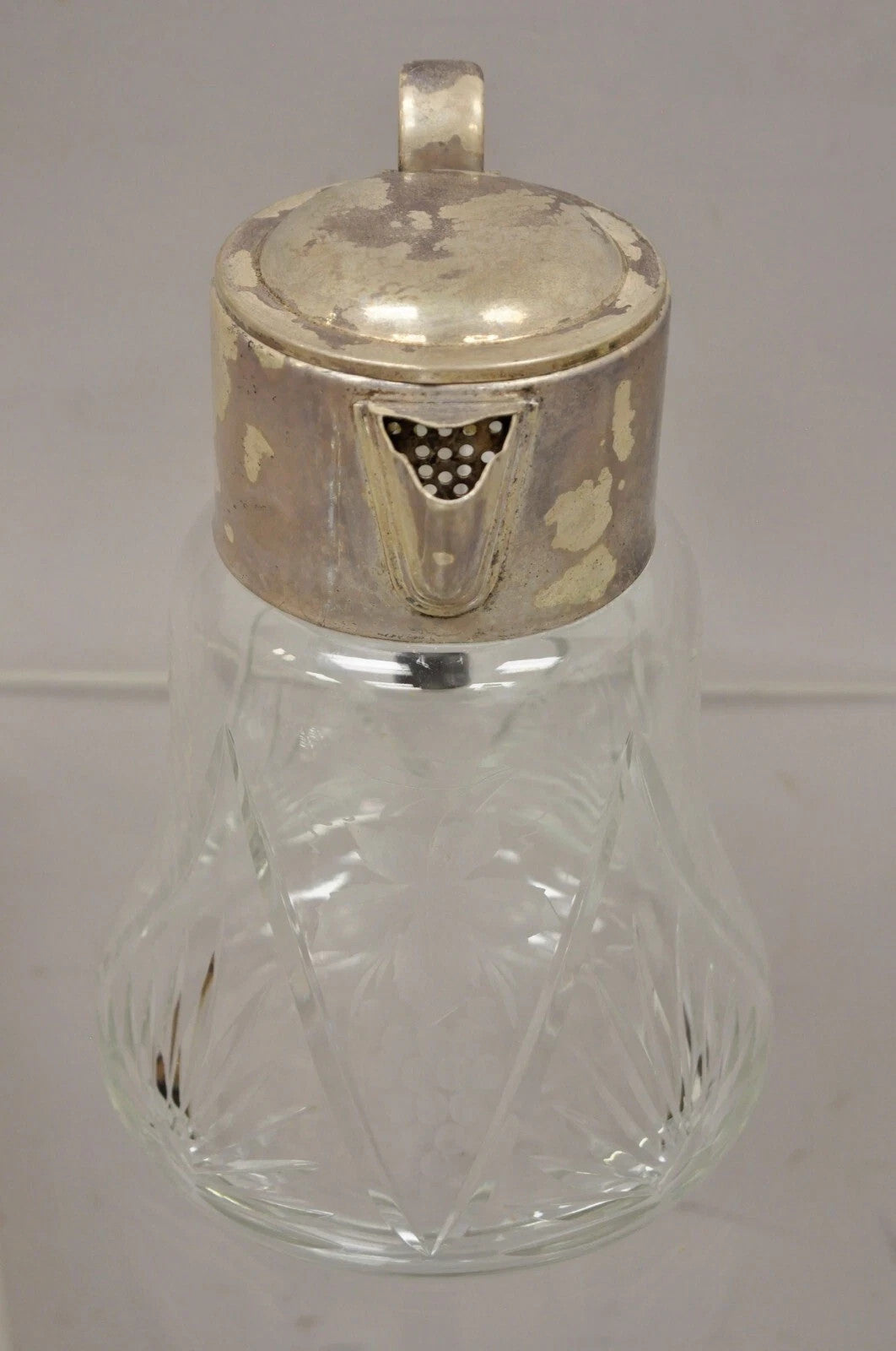 Antique Victorian Silver Plated German Cut Crystal Glass Lemonade Water Pitcher