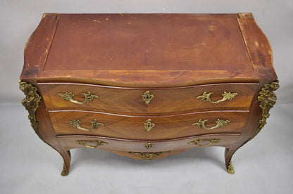 Vintage French Louis XV Style Bombe Commode Dresser Chest of Drawers w/ Cherubs