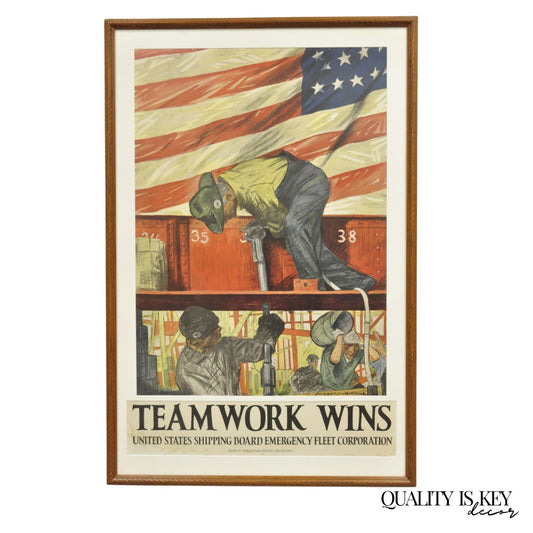World War 1 "Team Work Wins United States Shipping  Board" Original Poster Print