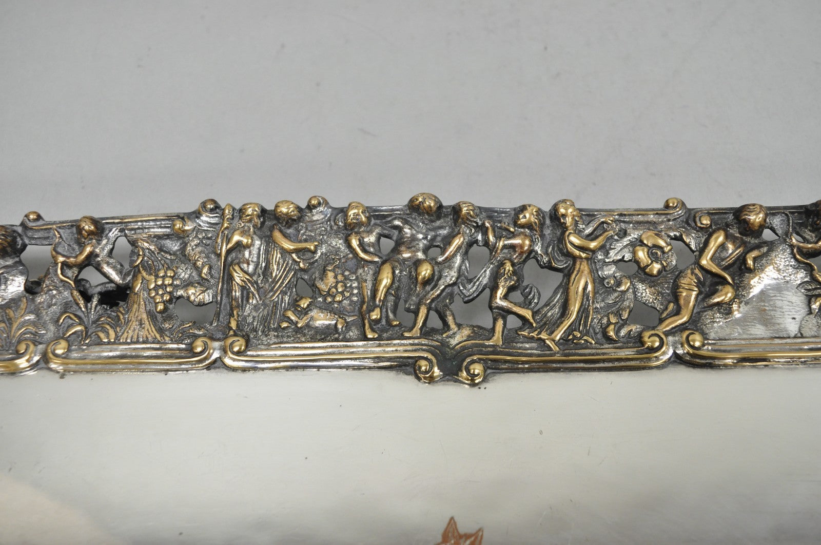 French Renaissance Bacchanal Scene Silver Plated Bacchus Figural Platter Tray