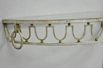 Italian Neoclassical Hollywood Regency Silver Gilt Iron Wall Mount Console Table