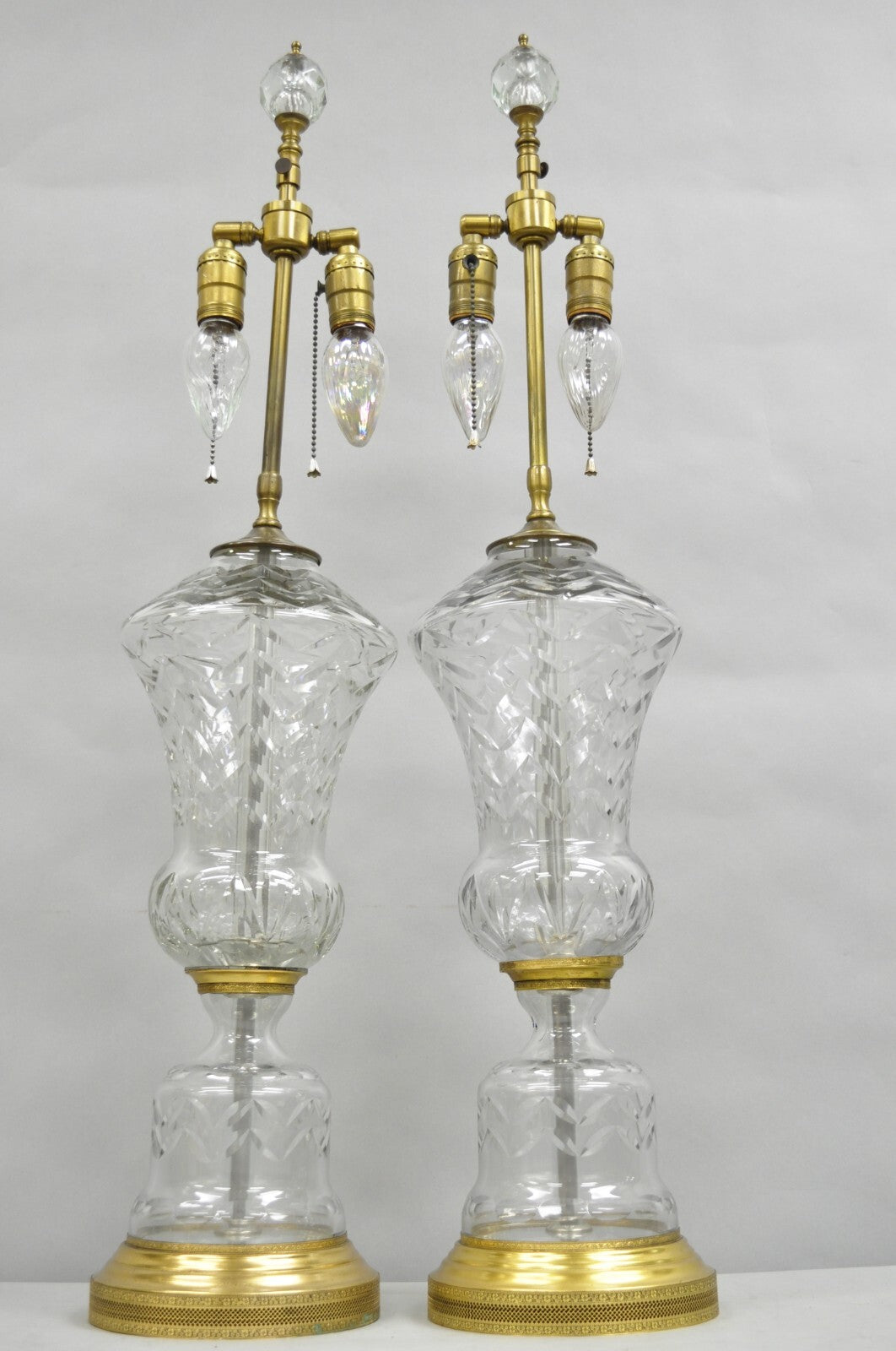 Vintage French Neoclassical Style Glass Urn Table Lamps Attr. Marbro - a Pair