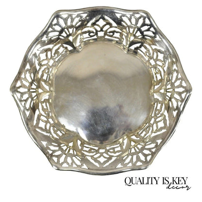 Vintage TBB England Victorian Silver Plated Small Pierced Trinket Nut Dish Bowl
