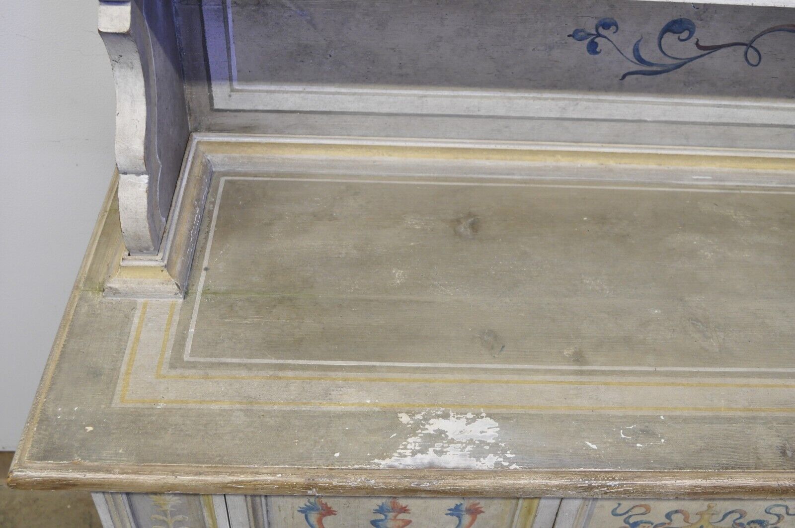 Trouvailles Italian Provincial Country Painted Large Cupboard Cabinet Hutch