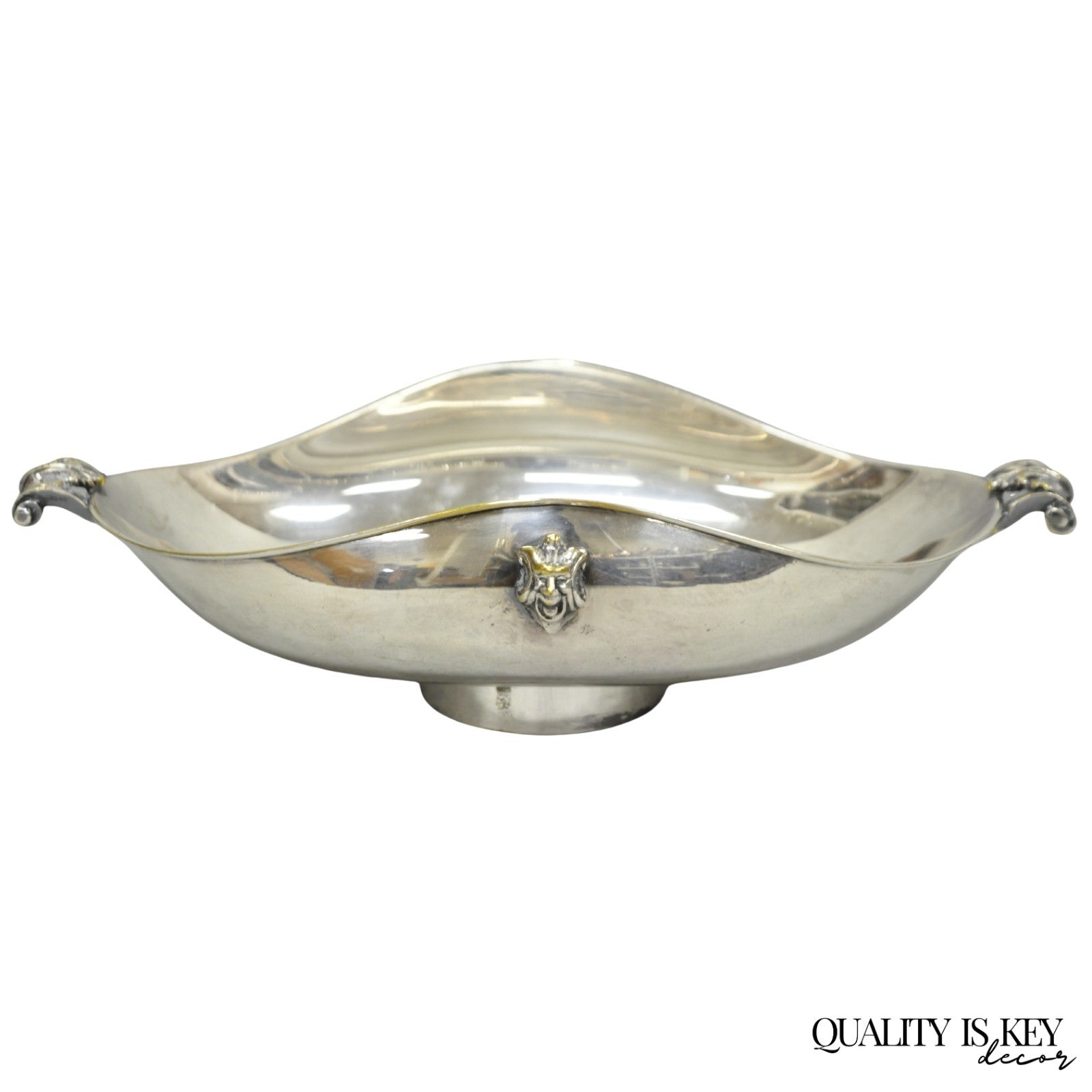 Vintage Regency Style Italian ARG 1000 Silver Plated Compote Fruit Bowl w/ Faces