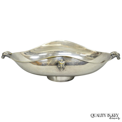 Vintage Regency Style Italian ARG 1000 Silver Plated Compote Fruit Bowl w/ Faces