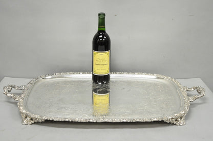 Antique E.G. Webster & Son Victorian Silver Plated Floral Repousse Serving Tray