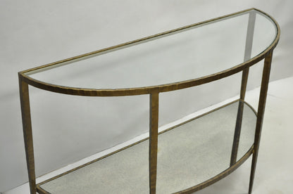Crate & Barrel Clairemont Demilune Art Deco Wrought Iron & Glass Console Table