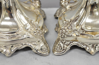 Antique Silver Plated Warsaw Imperial Russia 12" Candlestick Holders - a Pair