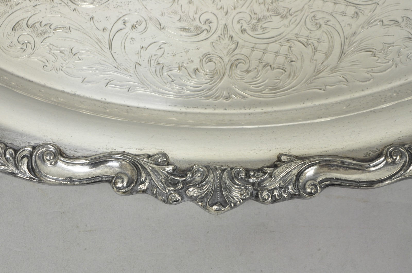Vintage English Sheridan Silver Plated Large Oval Serving Platter Bar Tray