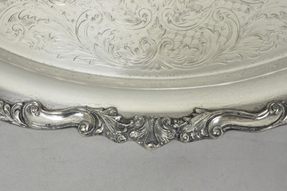 Vintage English Sheridan Silver Plated Large Oval Serving Platter Bar Tray
